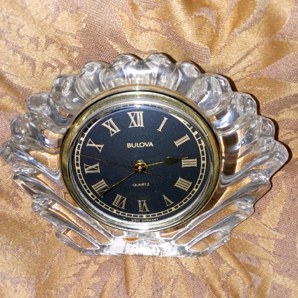 Lead Crystal base with Bulova Clock